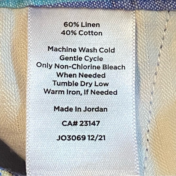 TALBOTS / Tie Waist Shorts Sunshine Stripes Linen/Cotton Blend Size 8P - Picture 5 of 9